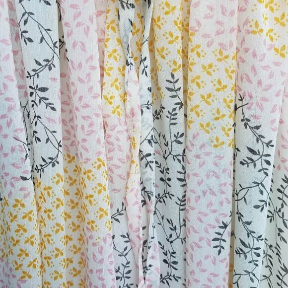 Fate Yellow Gray Pink Floral Boho Peasant Top size Small - Picture 7 of 12